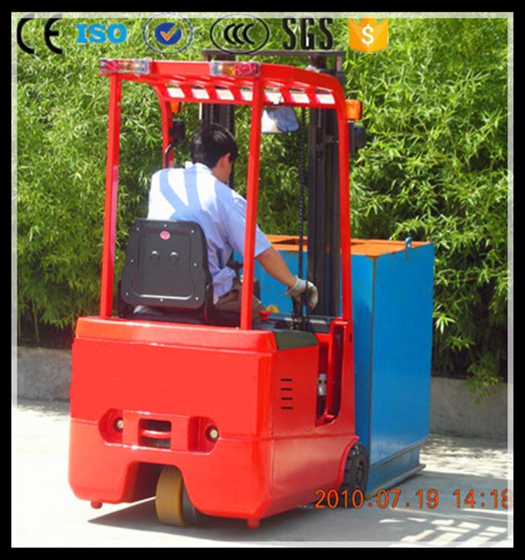 Neumático de caucho sólido Mini 3-ruedas 1000 kg Carretillas elevadoras eléctricas AC Lithium